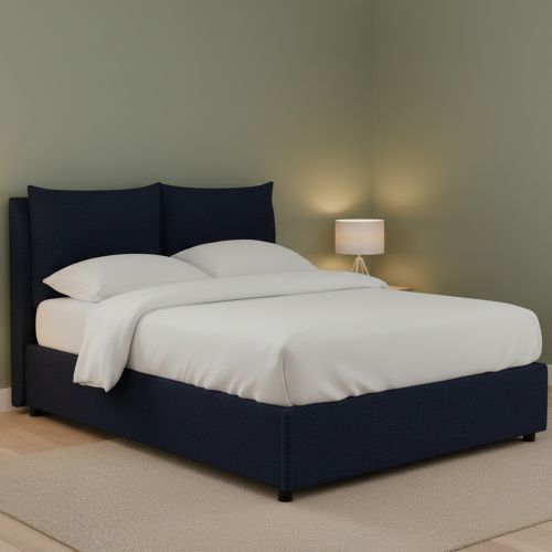 Letto Piazza e Mezza Viola Scuro Sfoderabile Contenitore, Dimensione Materasso 120x190 cm - Erchie