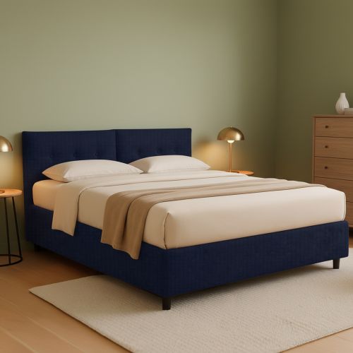Letto Piazza e Mezza Viola Scuro Sfoderabile Contenitore, Dimensione Materasso 120x190 cm - Forli