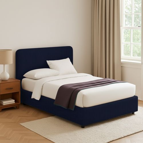 Letto Piazza e Mezza Viola Scuro Sfoderabile Contenitore, Dimensione Materasso 120x190 cm - Rodero