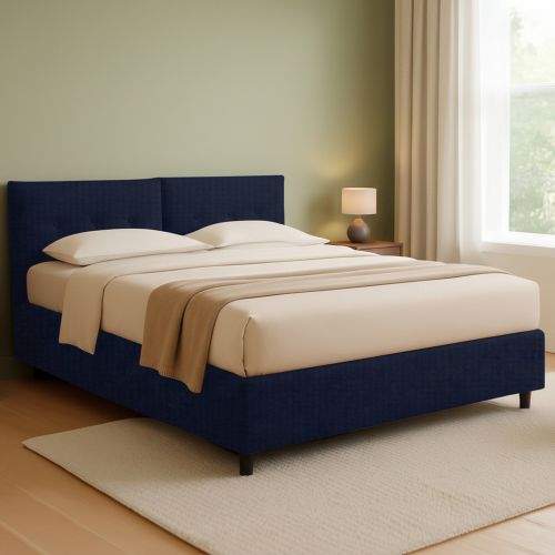 Letto Piazza e Mezza Viola Scuro Sfoderabile Contenitore, Dimensione Materasso 120x200 cm - Concesio