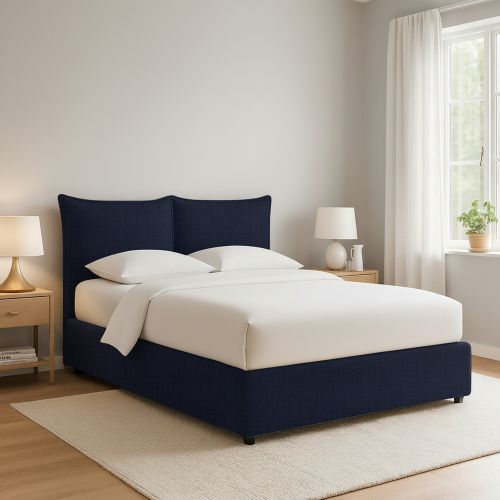 Letto Piazza e Mezza Viola Scuro Sfoderabile Contenitore, Dimensione Materasso 120x200 cm - Marmora