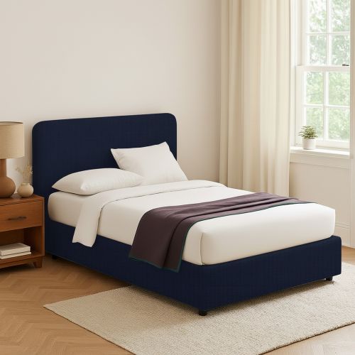Letto Piazza e Mezza Viola Scuro Sfoderabile Contenitore, Dimensione Materasso 120x200 cm - Rezzago
