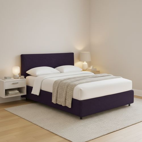 Letto Piazza e Mezza Viola Sfoderabile Contenitore, Dimensione Materasso 120x190 cm - Cirie