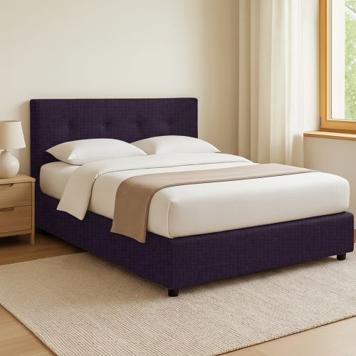 Letto Piazza e Mezza Viola Sfoderabile Contenitore, Dimensione Materasso 120x190 cm - Dogliola