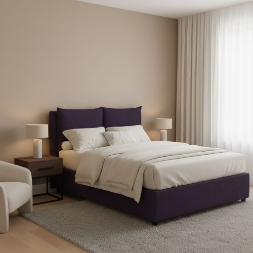 Letto Piazza e Mezza Viola Sfoderabile Contenitore, Dimensione Materasso 120x190 cm - Erchie