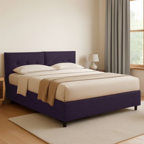 Letto Piazza e Mezza Viola Sfoderabile Contenitore, Dimensione Materasso 120x190 cm - Forli