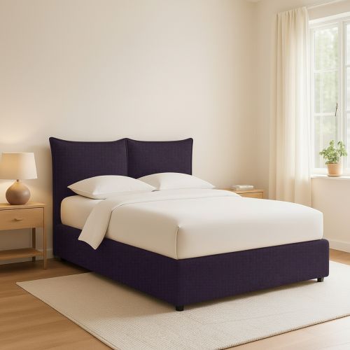 Letto Piazza e Mezza Viola Sfoderabile Contenitore, Dimensione Materasso 120x190 cm - Rabbi