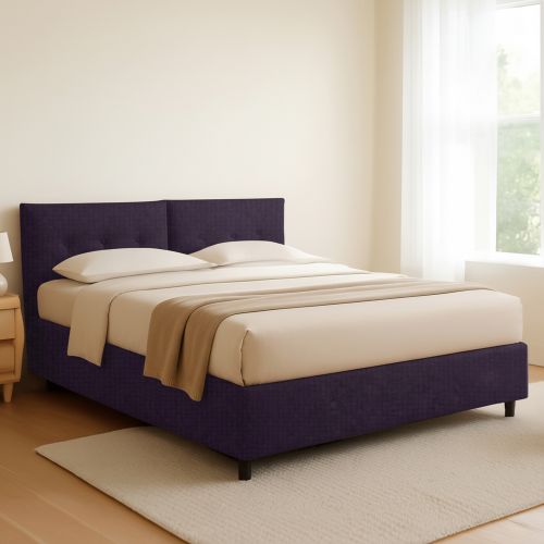 Letto Piazza e Mezza Viola Sfoderabile Contenitore, Dimensione Materasso 120x200 cm - Concesio