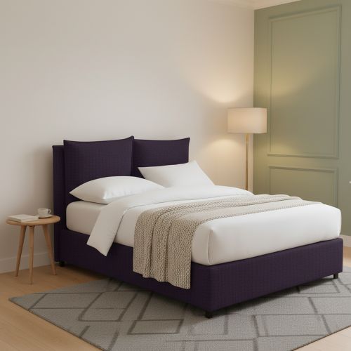Letto Piazza e Mezza Viola Sfoderabile Contenitore, Dimensione Materasso 120x200 cm - Diamante