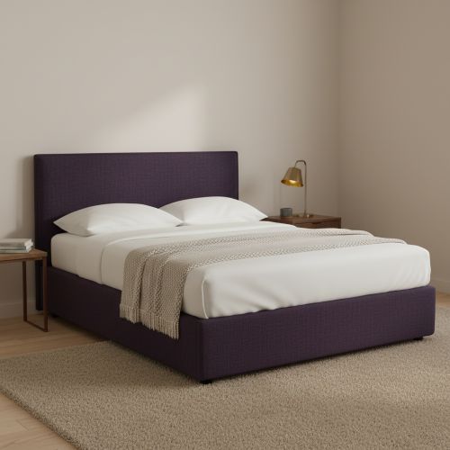 Letto Piazza e Mezza Viola Sfoderabile Contenitore, Dimensione Materasso 120x200 cm - Noceto
