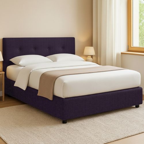 Letto Piazza e Mezza Viola Sfoderabile Contenitore, Dimensione Materasso 120x200 cm - Pollutri