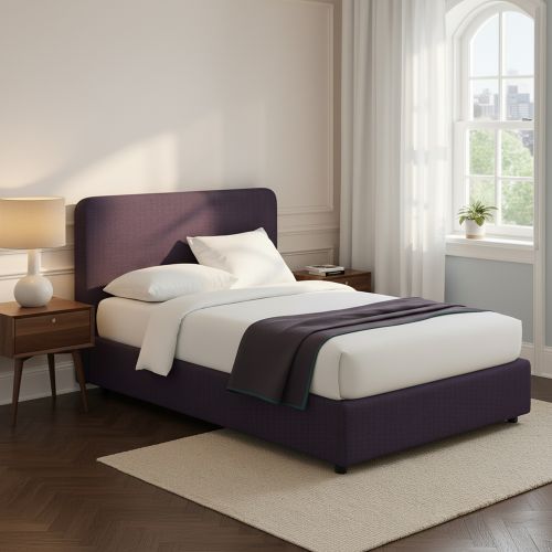 Letto Piazza e Mezza Viola Sfoderabile Contenitore, Dimensione Materasso 120x200 cm - Rezzago