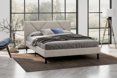 Letto piazza e mezza Zeffirio, Sommier per camera da letto, Giroletto per stanza, Struttura porta materasso, Adatto a materasso Cm 120x190, Beige