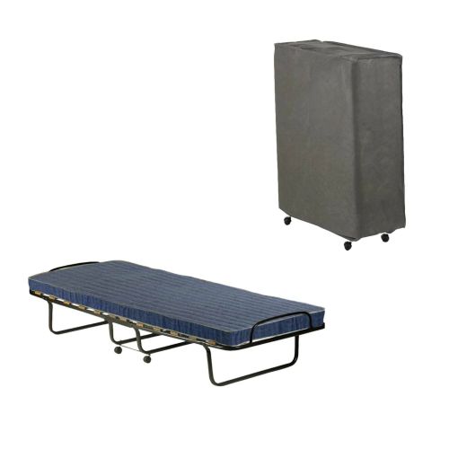 Letto pieghevole Ada, Brandina con rete 12 doghe, Materasso incluso, Lettino salvaspazio, 100% Made in Italy, 80x190h37 cm, Cover protettiva inclusa