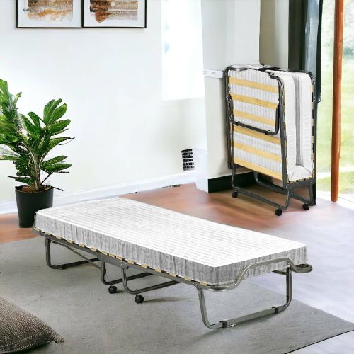 Letto Pieghevole Bianco Materasso Incluso Dimensione Materasso 80x190x10 cm, Imbottito - Chiauci