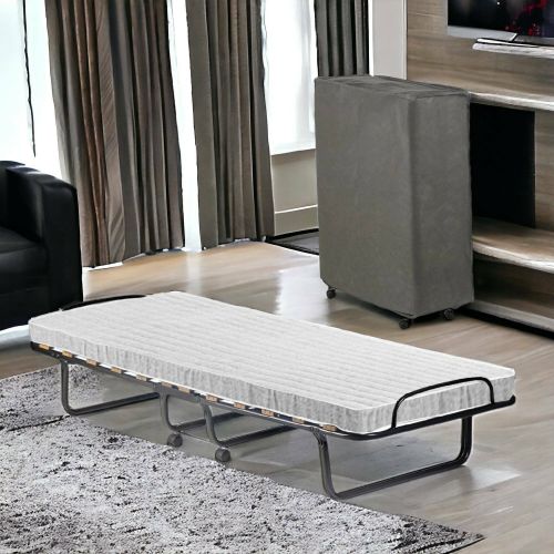 Letto Pieghevole Bianco Materasso Incluso Sfoderabile, Dimensione Materasso 80x190x10 cm - Nives
