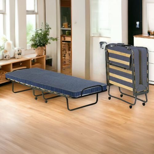 Letto Pieghevole blu Materasso Incluso Dimensione Materasso 80x190x10 cm, Imbottito - Polaveno