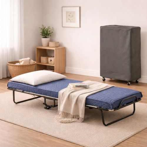 Letto Pieghevole blu Materasso Incluso Sfoderabile, Dimensione Materasso 80x190x10 cm - Peccioli