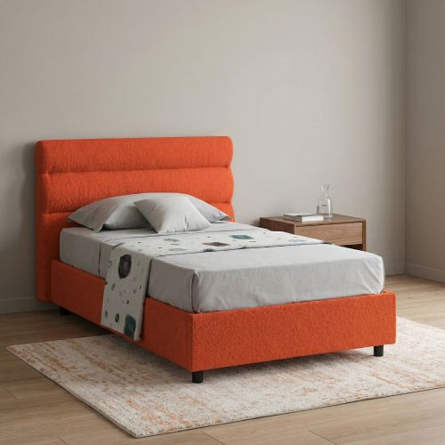 Letto Singolo Arancione Materasso Incluso Sfoderabile, Contenitore Made in Italy - Brendola