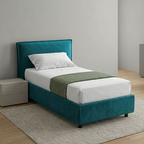 Letto Singolo Azzurro Materasso Incluso Sfoderabile, Contenitore Made in Italy - Atrelmo