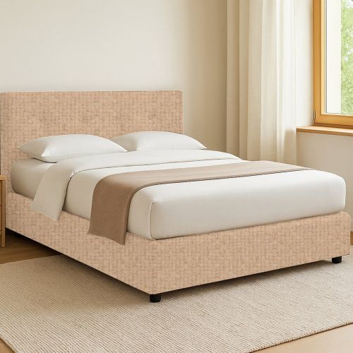 Letto Singolo Beige Sfoderabile Contenitore, Dimensione Materasso 90x190 cm - Fiumalbo