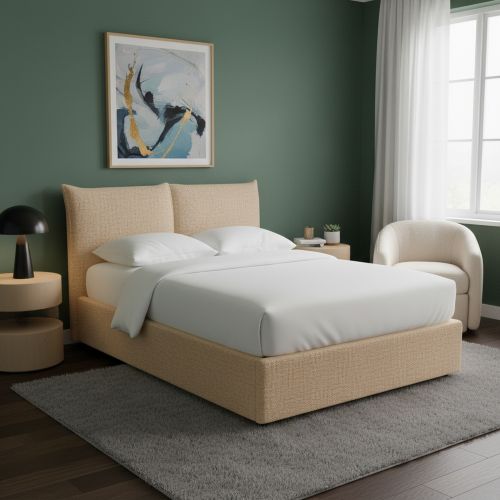 Letto Singolo Beige Sfoderabile Contenitore, Dimensione Materasso 90x190 cm - Rosora