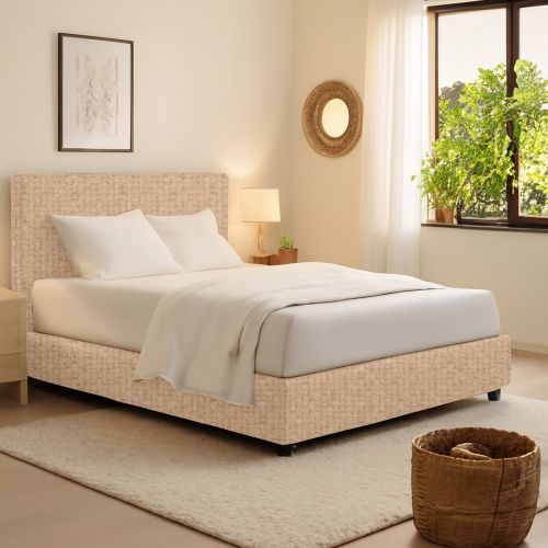 Letto Singolo Beige Sfoderabile Contenitore, Dimensione Materasso 90x190 cm - Sinio