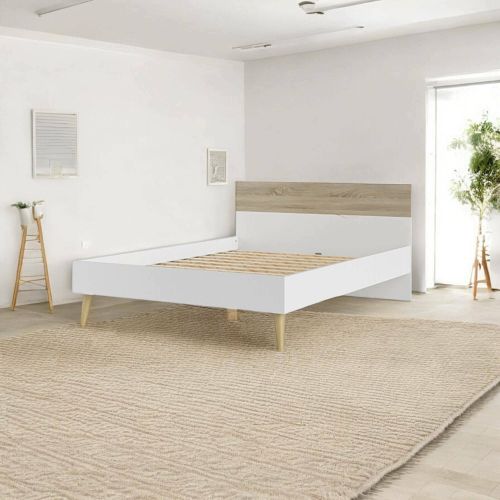 Letto singolo bianco e quercia 145x197cm rete inclusa - Avio