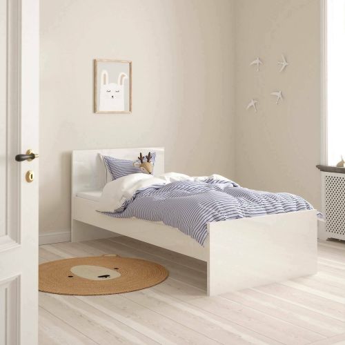 Letto singolo bianco lucido 96x196cm adatto per materasso 190x90 cm - Assar
