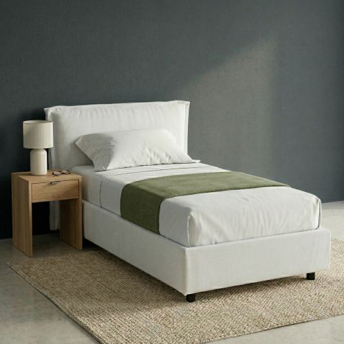 Letto Singolo Bianco Materasso Incluso Sfoderabile, Contenitore Made in Italy - Atrelmo