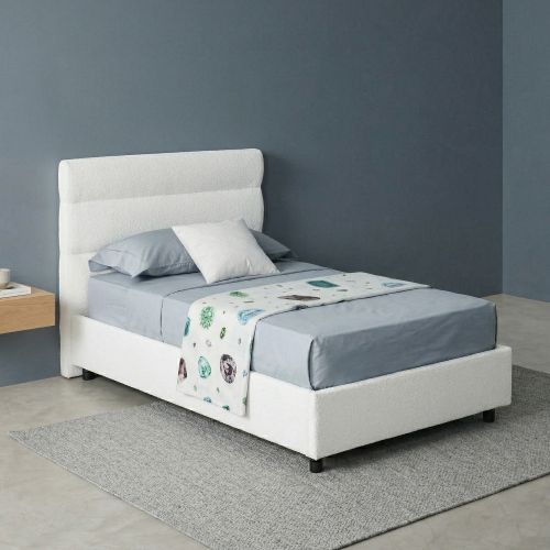Letto Singolo Bianco Sfoderabile Contenitore, Dimensione Materasso 80x200 cm Made in Italy - Brenta