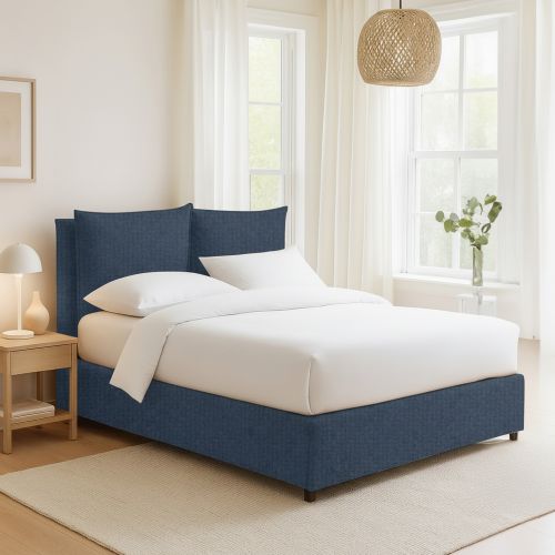 Letto Singolo blu Sfoderabile Contenitore, Dimensione Materasso 90x190 cm - Ripi