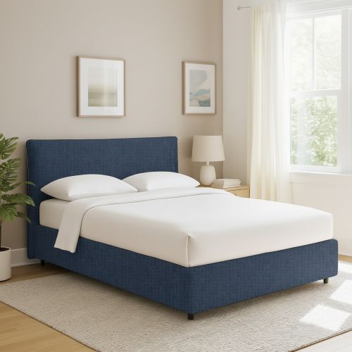 Letto Singolo blu Sfoderabile Contenitore, Dimensione Materasso 90x200 cm - Carbone