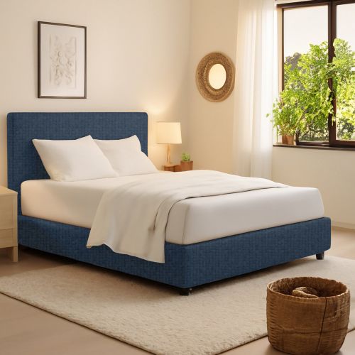 Letto Singolo blu Sfoderabile Contenitore, Dimensione Materasso 90x200 cm - Iudica