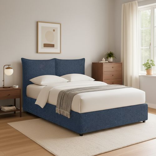 Letto Singolo blu Sfoderabile Contenitore, Dimensione Materasso 90x200 cm - Lapedona