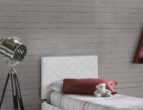 Letto singolo Cleziana, Testata in ecopelle a muro, 100% Made in Italy, adatta a letto Singolo, Cm 90x60, Bianco