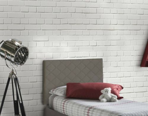 Letto singolo Cleziana, Testata in ecopelle a muro, 100% Made in Italy, adatta a letto Singolo, Cm 90x60, Tortora