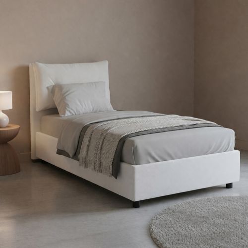 Letto singolo con contenitore bianco 95x205 - Albiate