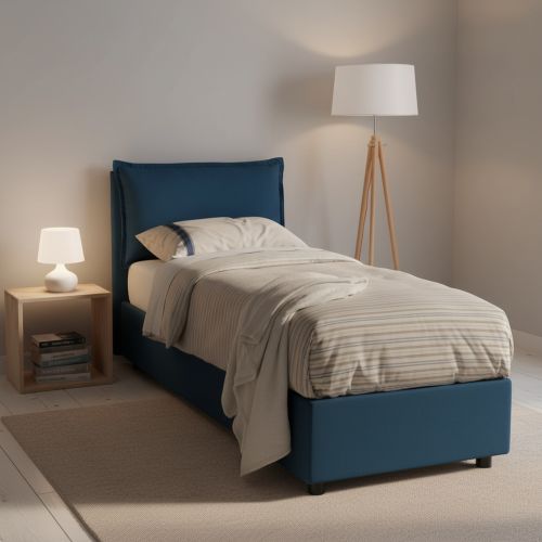 Letto singolo con contenitore blu 105x215cm rete - Abroghat