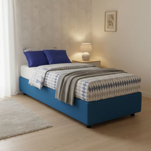 Letto singolo con contenitore blu 95x205cm - Aquolina