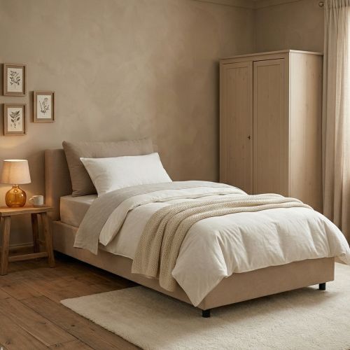 Letto singolo con contenitore tortora 95x205cm comodo - Anzi