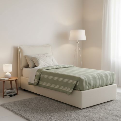 Letto singolo contenitore beige 105x205cm in legno - Aigor