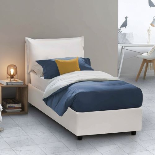 Letto singolo contenitore bianco 105x205cm imbottito - Amandola