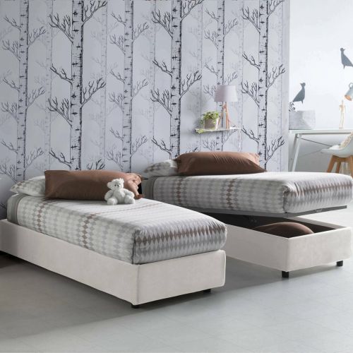 Letto singolo contenitore bianco 105x215cm materasso incluso - Aribal