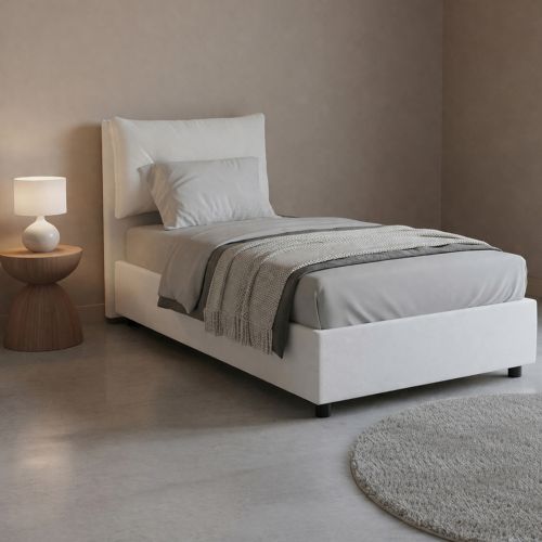 Letto singolo contenitore bianco 95x205cm comodo - Arcisate