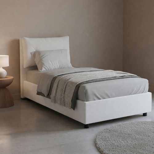 Letto singolo contenitore bianco 95x205cm elegante - Anzi