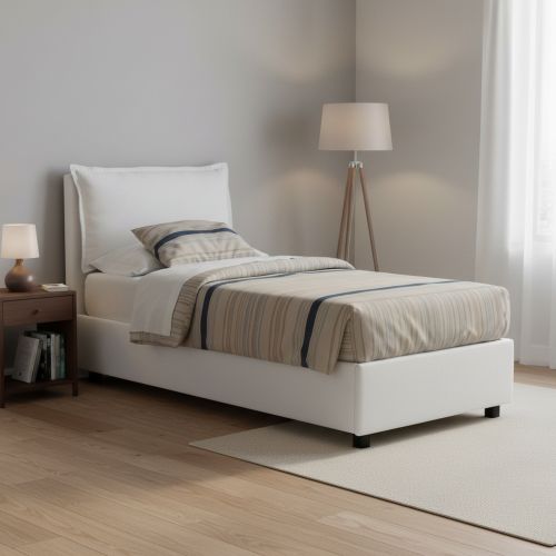 Letto singolo contenitore bianco 95x205cm in legno - Alto