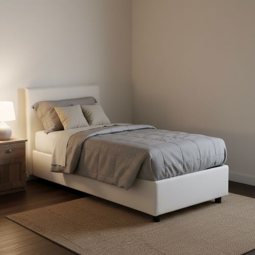 Letto singolo contenitore bianco 95x205cm Made in Italy - Argentino