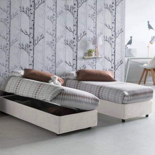 Letto singolo contenitore bianco 95x205cm moderno in legno - Adoxa