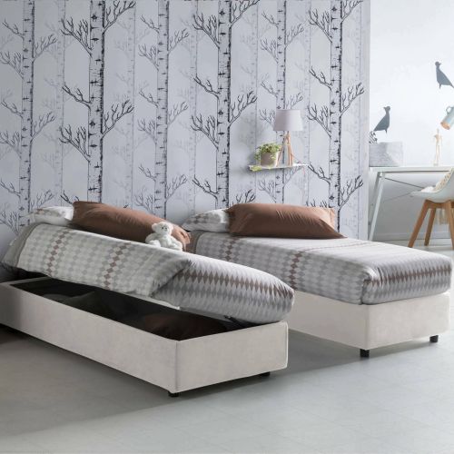 Letto singolo contenitore bianco 95x205cm stabile - Ermanna